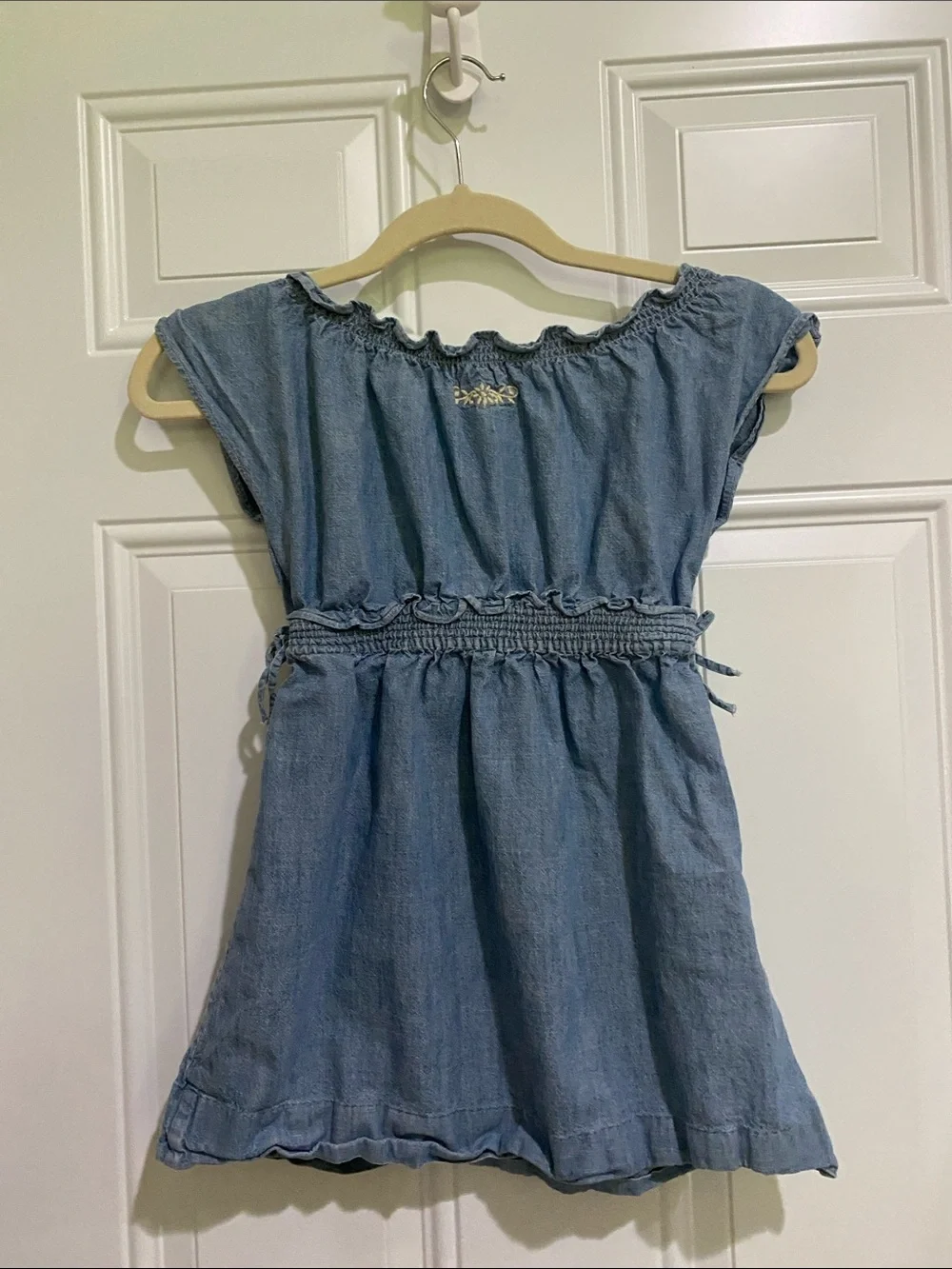Ralph Lauren Light Blue Denim Embroidered Waist-Drawstring Dress